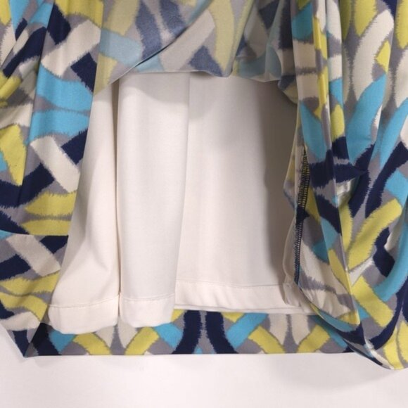 Etcetera Women's Shift Dress Size 8 Geometric Multicolor VNeck Combo 100% SILK - Picture 9 of 12